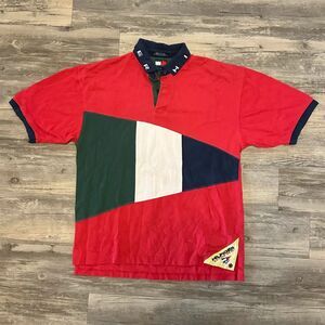 Vintage Tommy Hilfiger Big Flag Sailing Gear Rugby Shirt Size XL